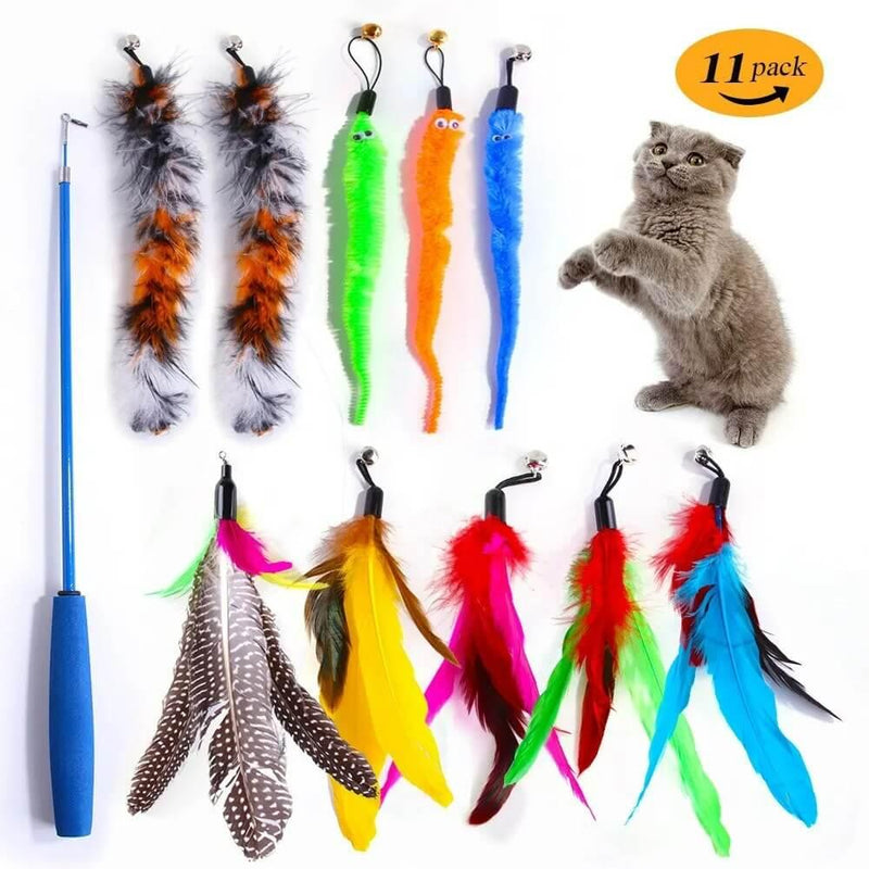 Kit de Penas para Brinquedo de Gato - 11 Peças