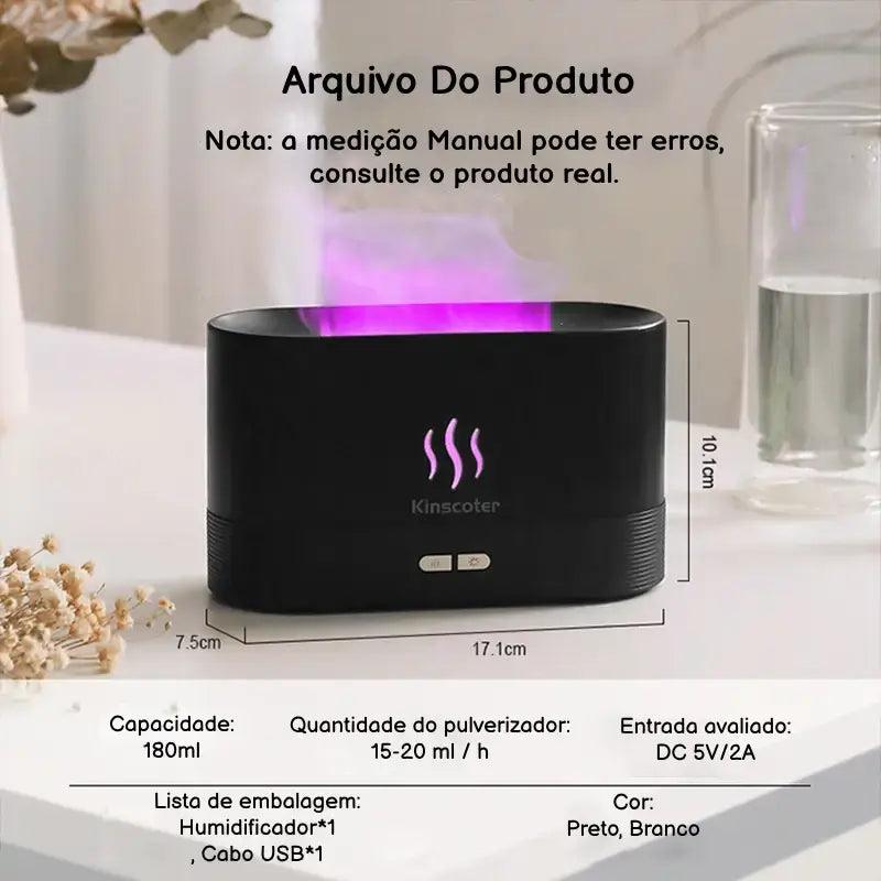 Difusor de Aroma e Umidificador com Luz de Chama