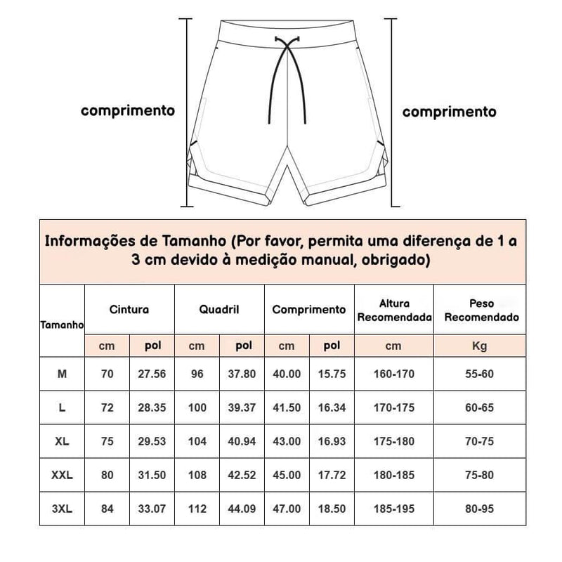 Shorts Esportivos 2 em 1