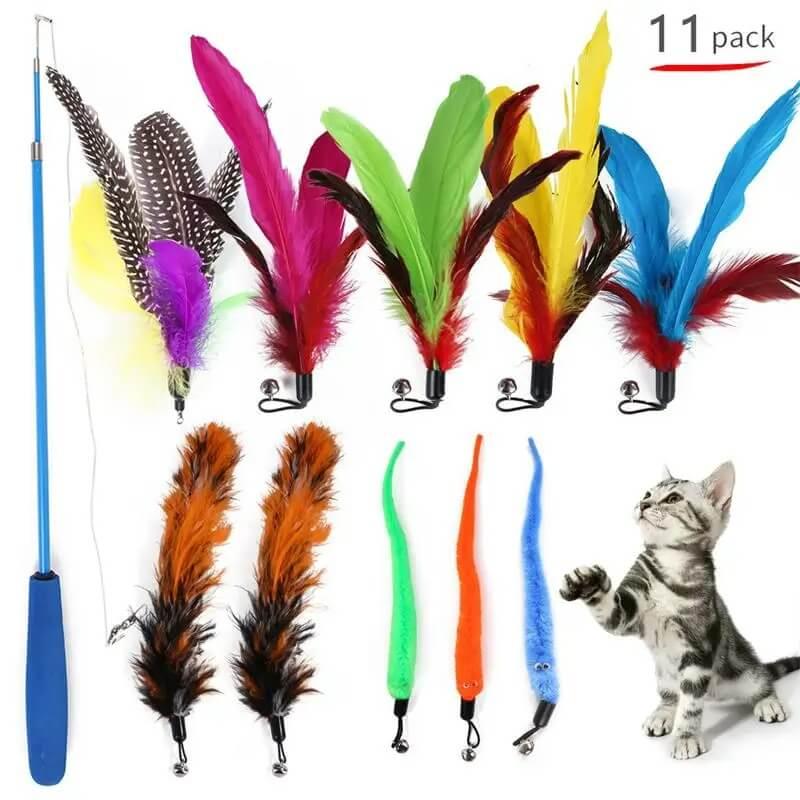 Kit de Penas para Brinquedo de Gato - 11 Peças